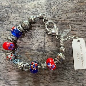 Red and Blue Silver Bracelet